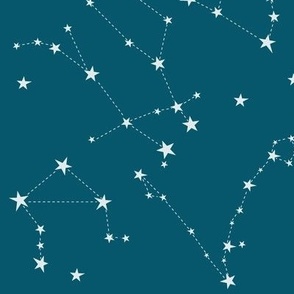 stars in the zodiac constellations on blue