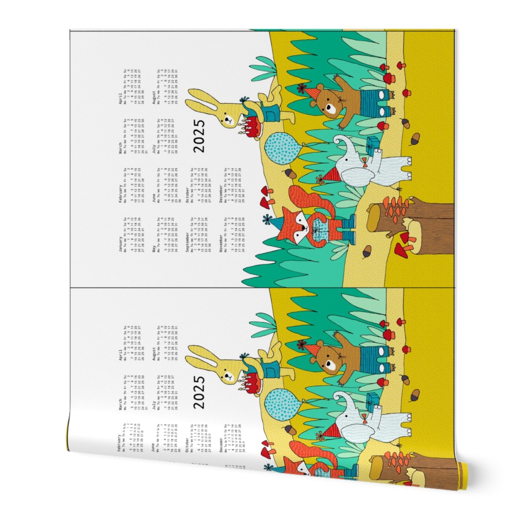 forest friends tea towel calendar 2024