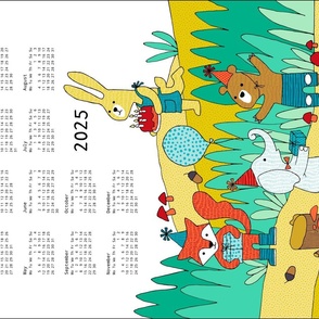 forest friends tea towel calendar 2024