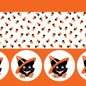 Cat Witch Candy Corn Border