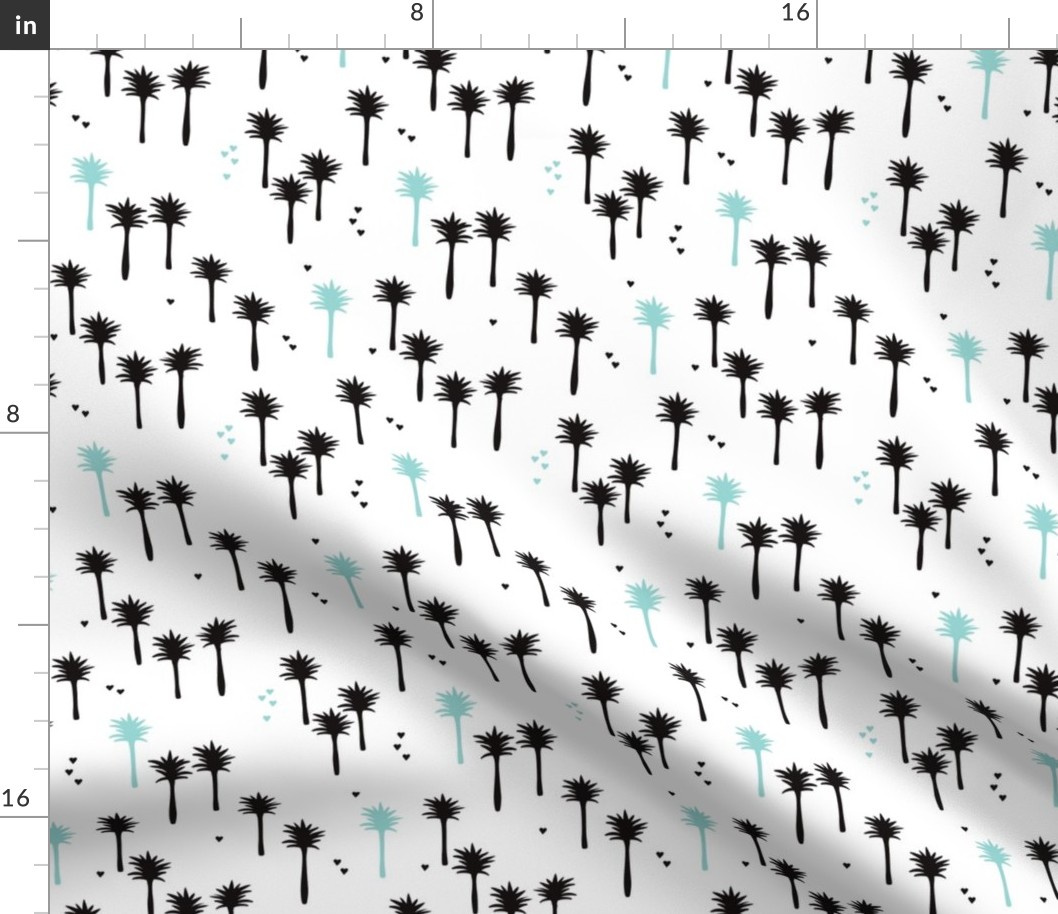 Cute abstract summer palm tree illustration print for bohemian kids mint blue