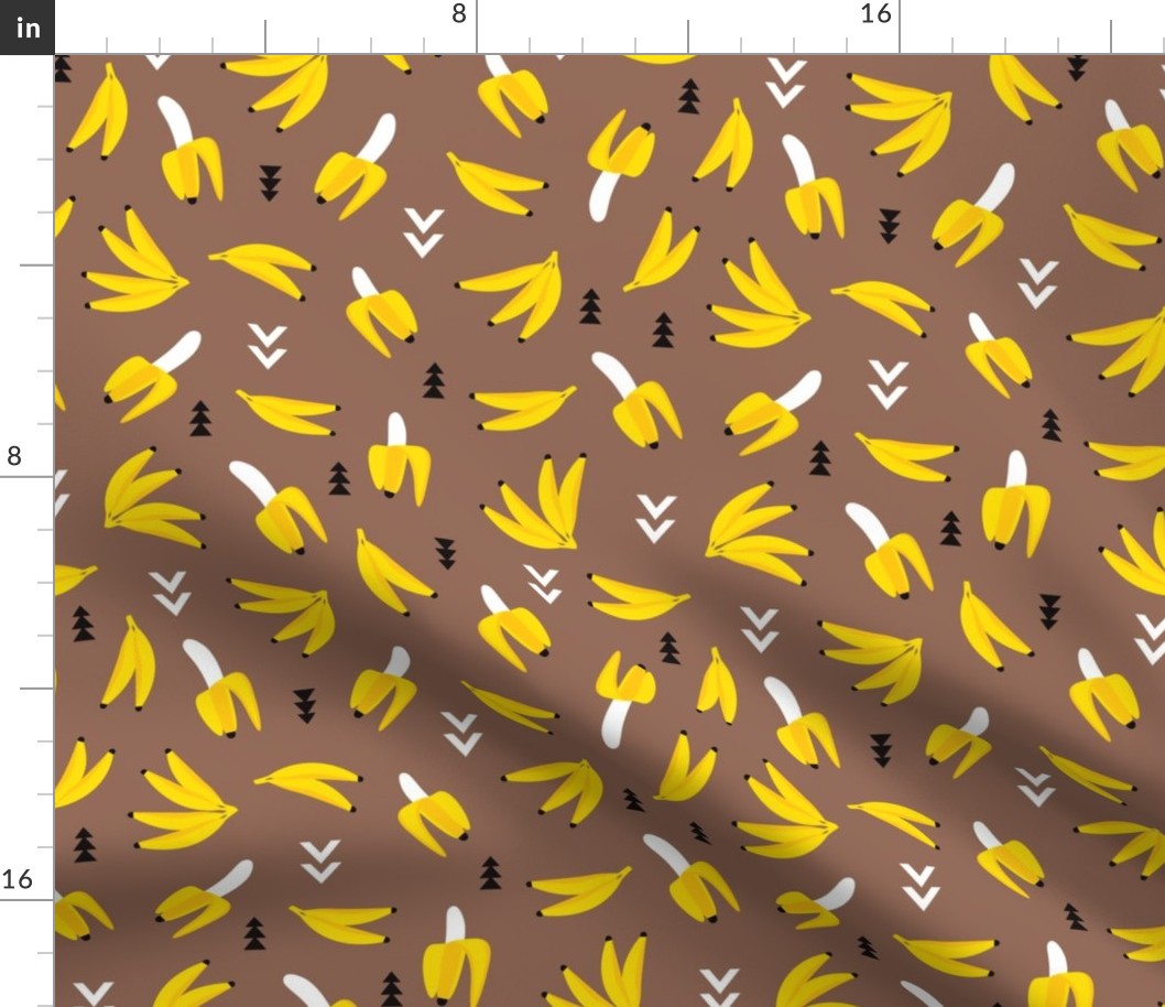 Cool retro banana geometric arrows illustration kids print ocher yellow