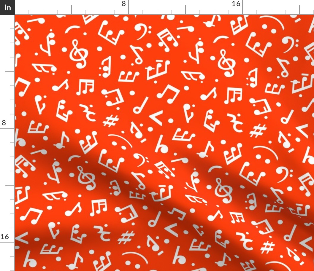 Music Notes on Red BG in smaller scale