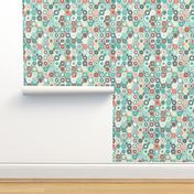 hex diamond coral mint