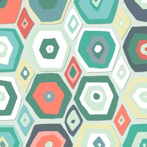 hex diamond coral mint