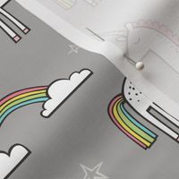 Cute Unicorn Rainbow in Grey