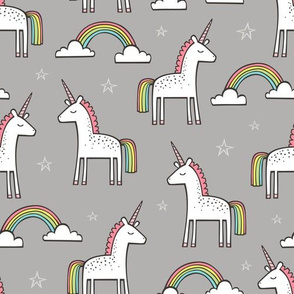 Cute Unicorn Rainbow in Grey