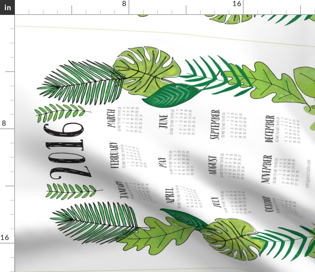 Botanical 2016 Tea Towel Calendar
