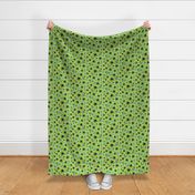 Dark Aqua Background with Lime Green Daisy Pattern