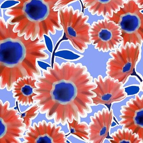 Red & White & Blue Flower Pattern