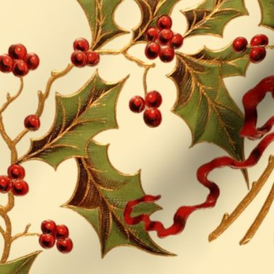Christmas Holly ~ Trianon Cream 
