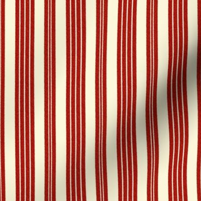 French Ticking ~ Turkey Red and Hameau ~ Woven 