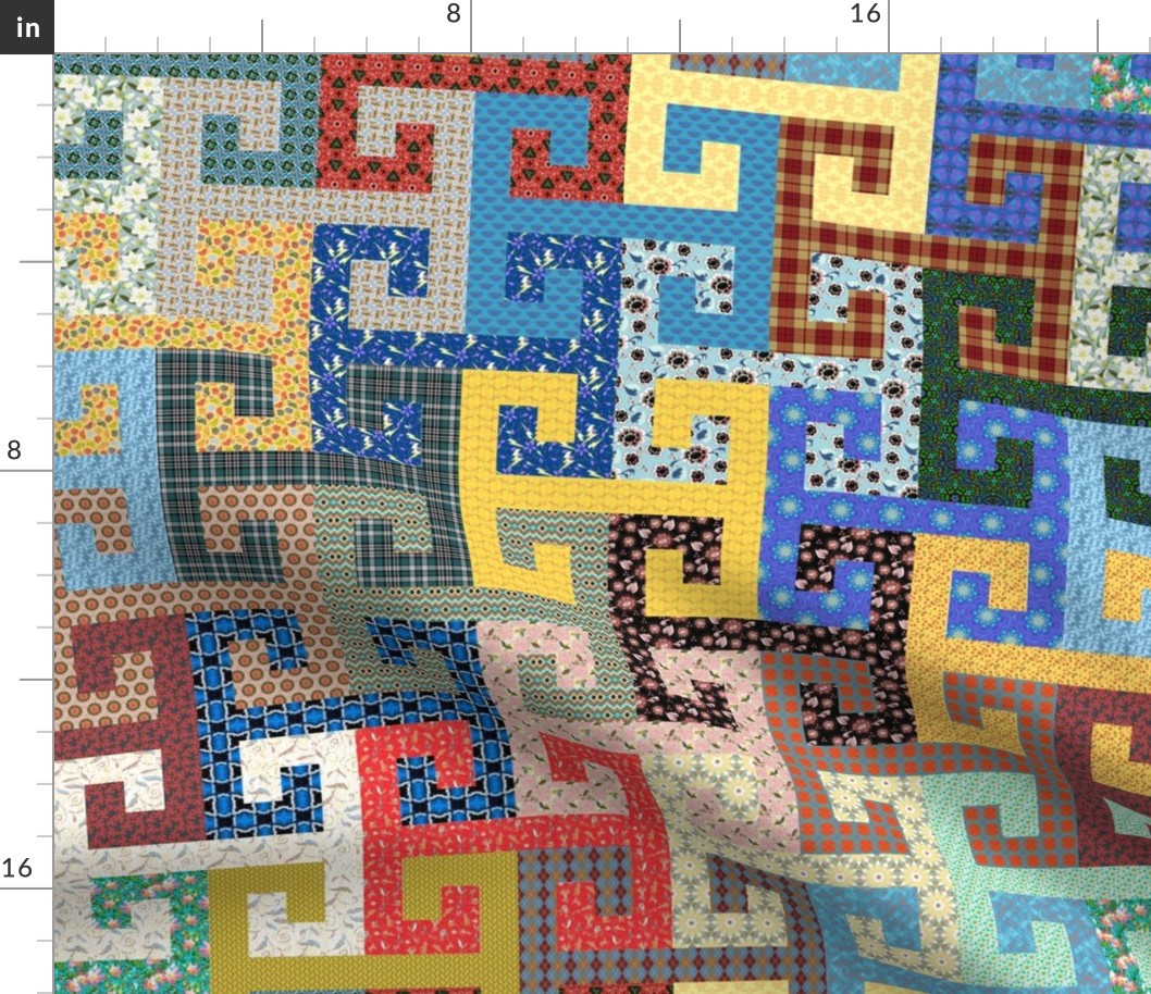 Tesselating Lots of T Greek Key Style 24in