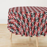 Tesselating T Greek Key Red Black Gray White