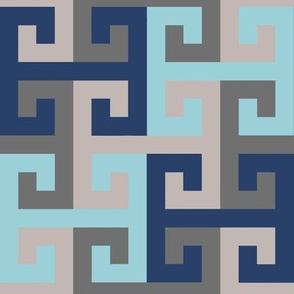 Tesselating T Greek Key Trendy Blues