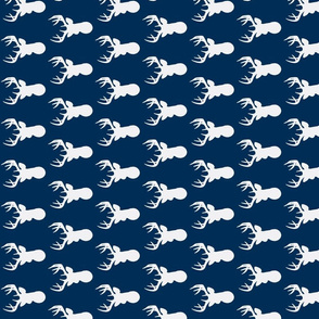 Deer Silhouette White on Navy