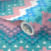 Scandinavian christmas  snowflake, Holidays, chevron, vintage Christmas, pink christmas, Christmas fabric