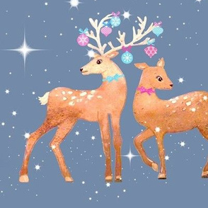 Reindeer  with baubles / watercolor / christmas