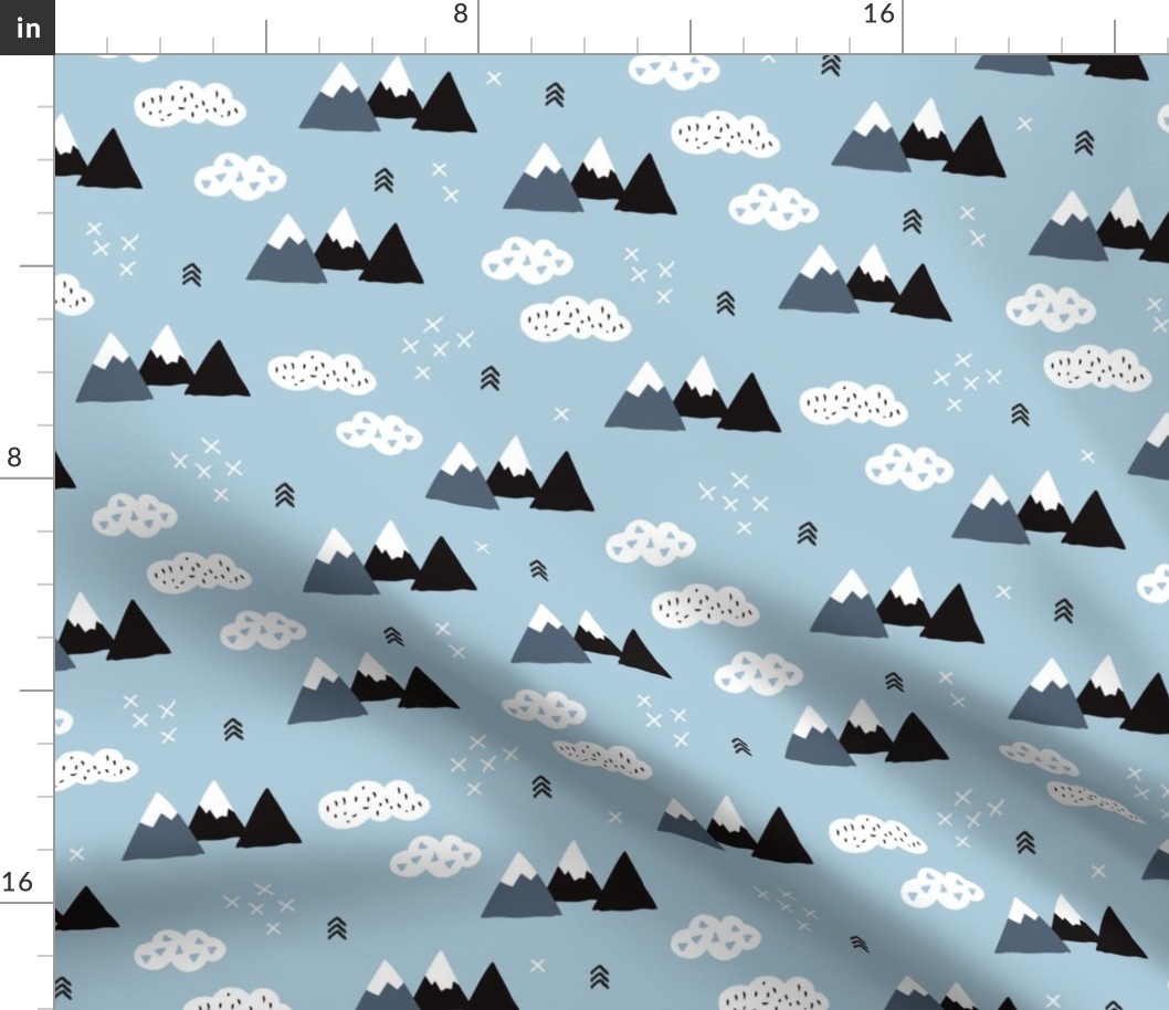 Cool scandinavian winter wonder woodland theme with clouds arrows and mountain peak snow theme