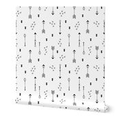 Geometric black and white arrows and cross abstract illustration print scandinavian style