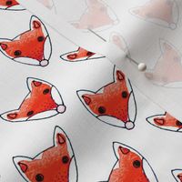 Lovely watercolor foxes sweet fall animal illustration print in black white and red hot orange