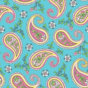 Sweet Paisley on Aqua