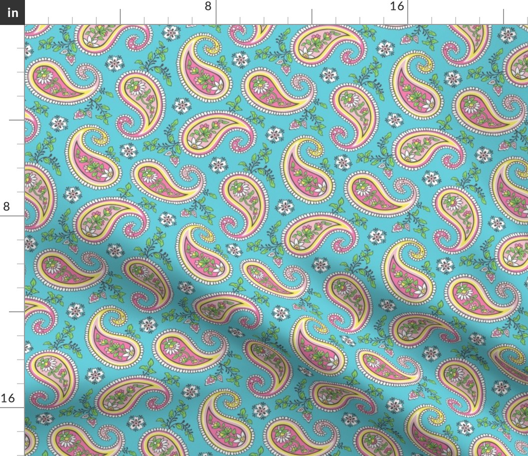 Sweet Paisley on Aqua