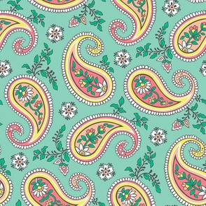 Sweet Paisley on Green