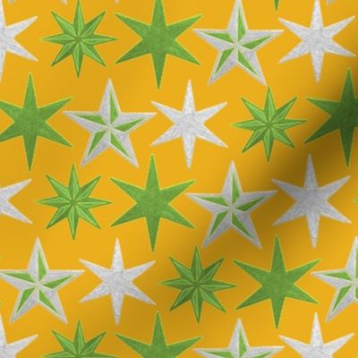 Green + platinum stars on mellow yellow by Su_G_©SuSchaefer