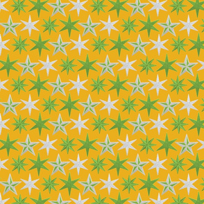 Green + platinum stars on mellow yellow by Su_G_©SuSchaefer