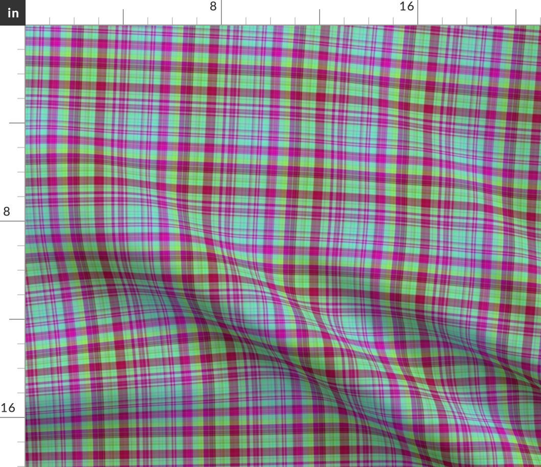 HOT GREEN AND RED FUSHIA CHERRY PLAID 1