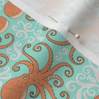 Octopuses - smaller scale on aqua