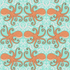 Octopuses - smaller scale on aqua