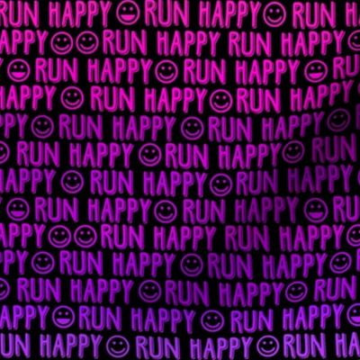 run happy faces - pinks and purples on black