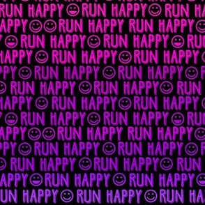 run happy faces - pinks and purples on black