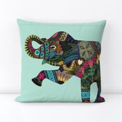 asian elephant aqua tea towel