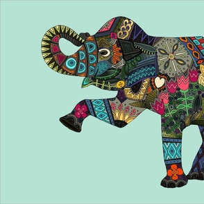 asian elephant aqua tea towel