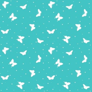 Small Butterflies - Teal blue and white