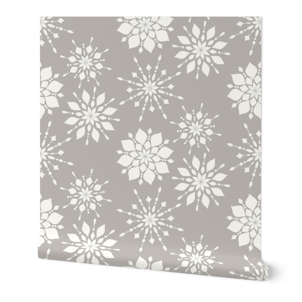 Elegant Snowflakes Warm Gray