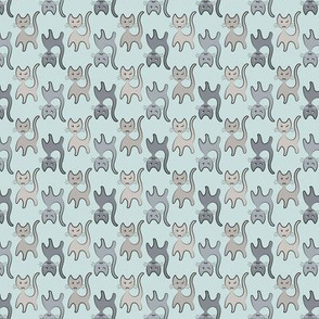 Gray Cats Retro on Pale Blue