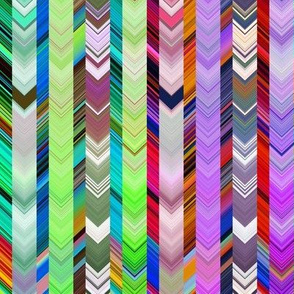 CRAZY CHEVRONS ARROWS BRIGHT Green Meadow and Purple Autumn