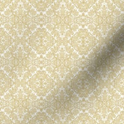 Baroque texture - golden laced ornament on white background 