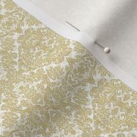 Baroque texture - golden laced ornament on white background 