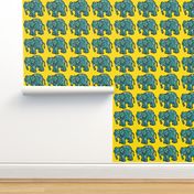 vivid funky graffiti elephant yellow green