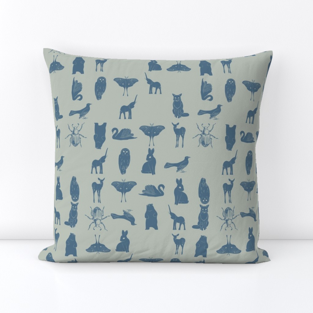 grid collective animal pattern in blue