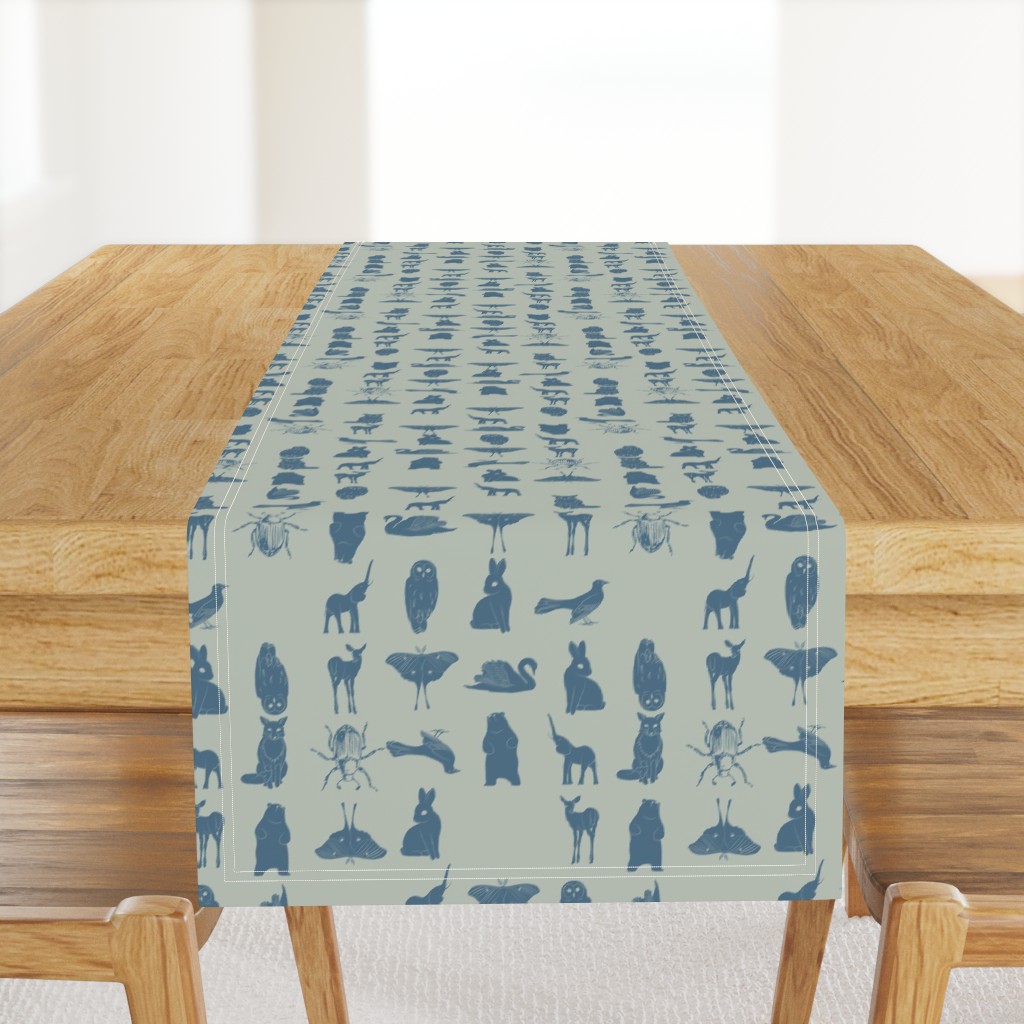 grid collective animal pattern in blue