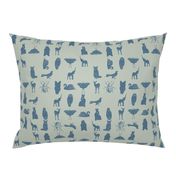 grid collective animal pattern in blue