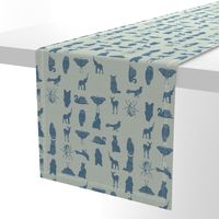 grid collective animal pattern in blue