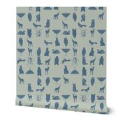 grid collective animal pattern in blue