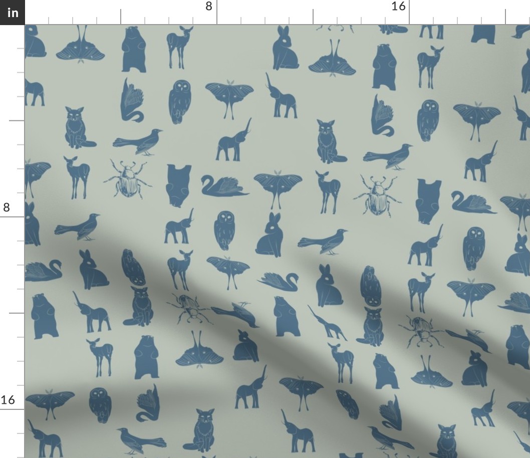 grid collective animal pattern in blue